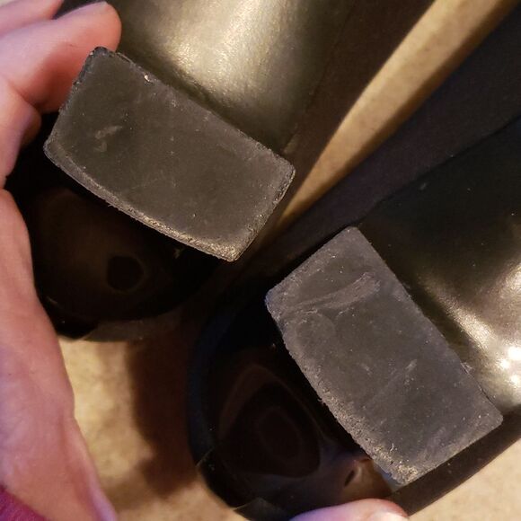 Vintage 90's STUART WEITZMAN Kitten Heels Pointed Squared Toe Black Crepe - Picture 9 of 10